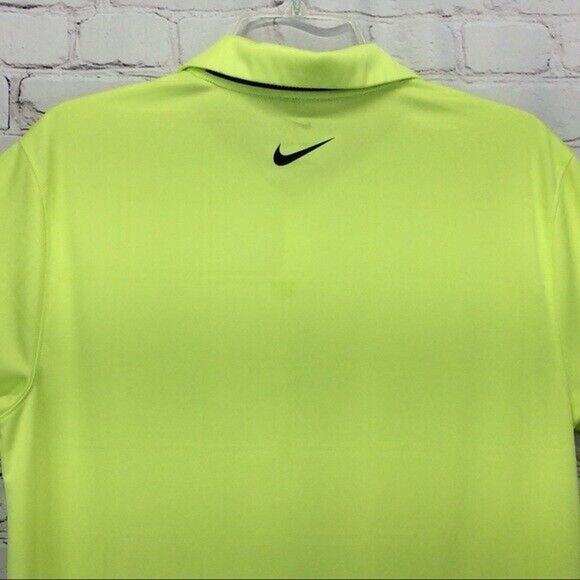 Nike Golf Polo Men’s Sz S Dri-Fit Sport Athleisure Swoosh Neon Yellow Windowpane - Picture 3 of 8